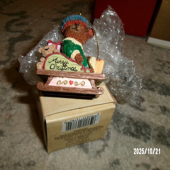 Russ Bears from the past #13782 Teddy Bear On Sled Christmas Ornament w/ box 3" - Picture 6 of 6